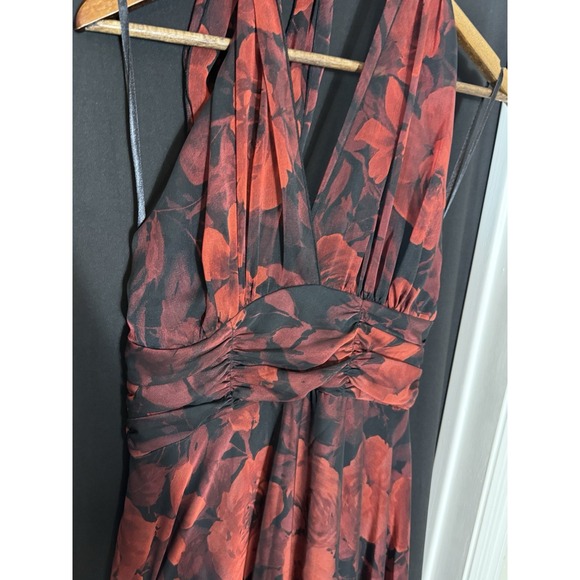 Dress red, black 8 Halter Neck Sleeveless whimsigoth dark floral fairy Y2K - Picture 3 of 9